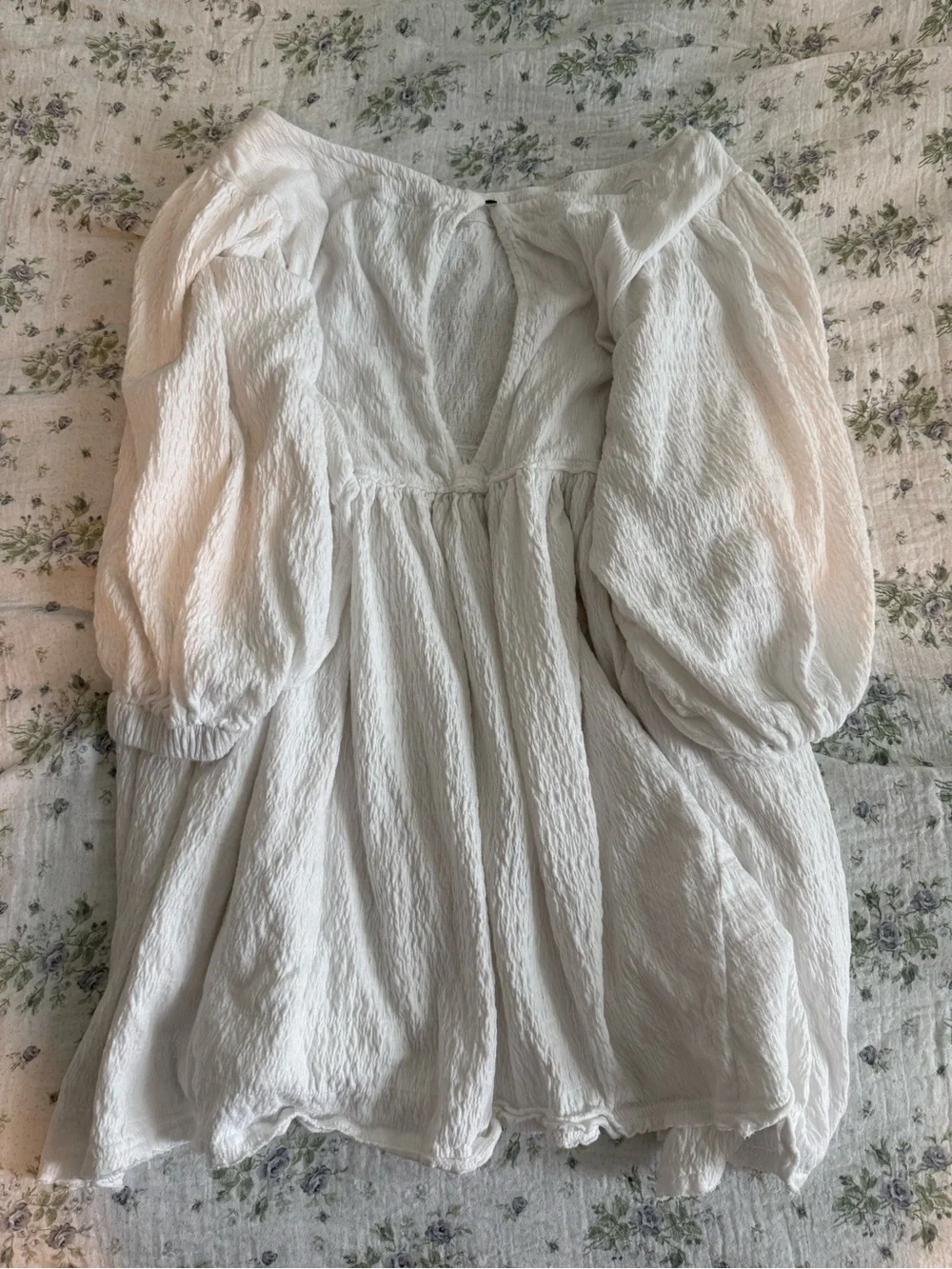 Free People Cream Puff-Sleeve Mini Dress